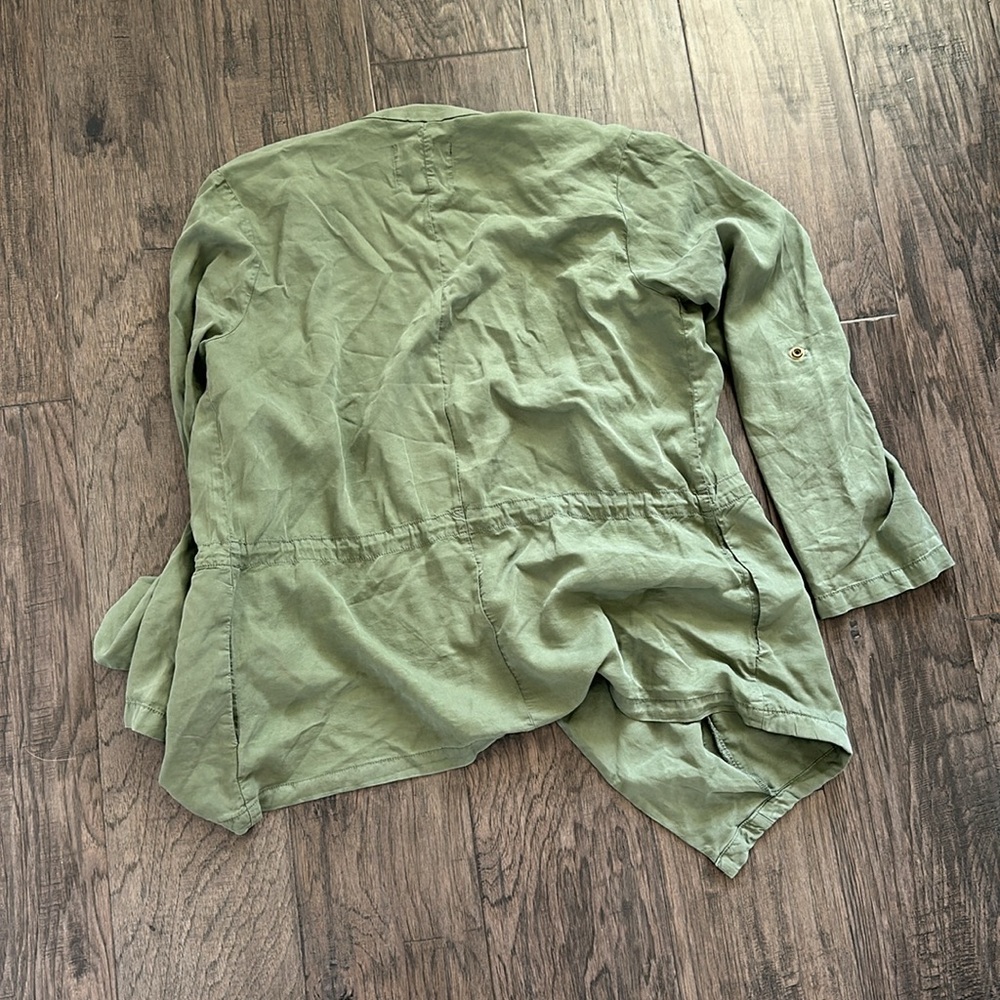 Sanctuary Olive Green Drawstring Open Trench Jack… - image 4
